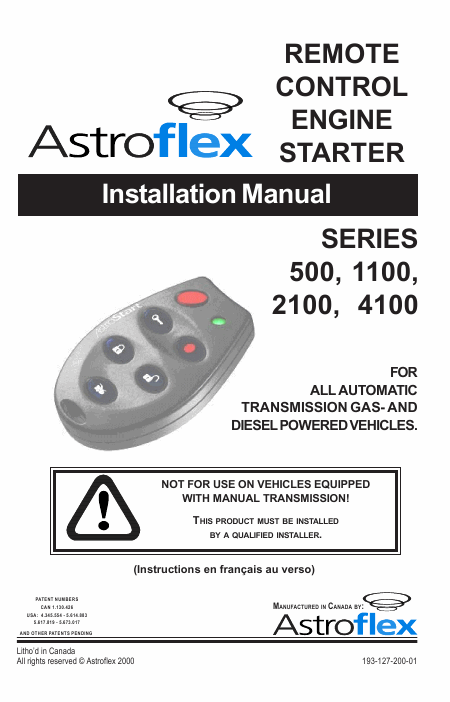 Download : ASTROFLEX AstroStart 4100 Installation Manual English